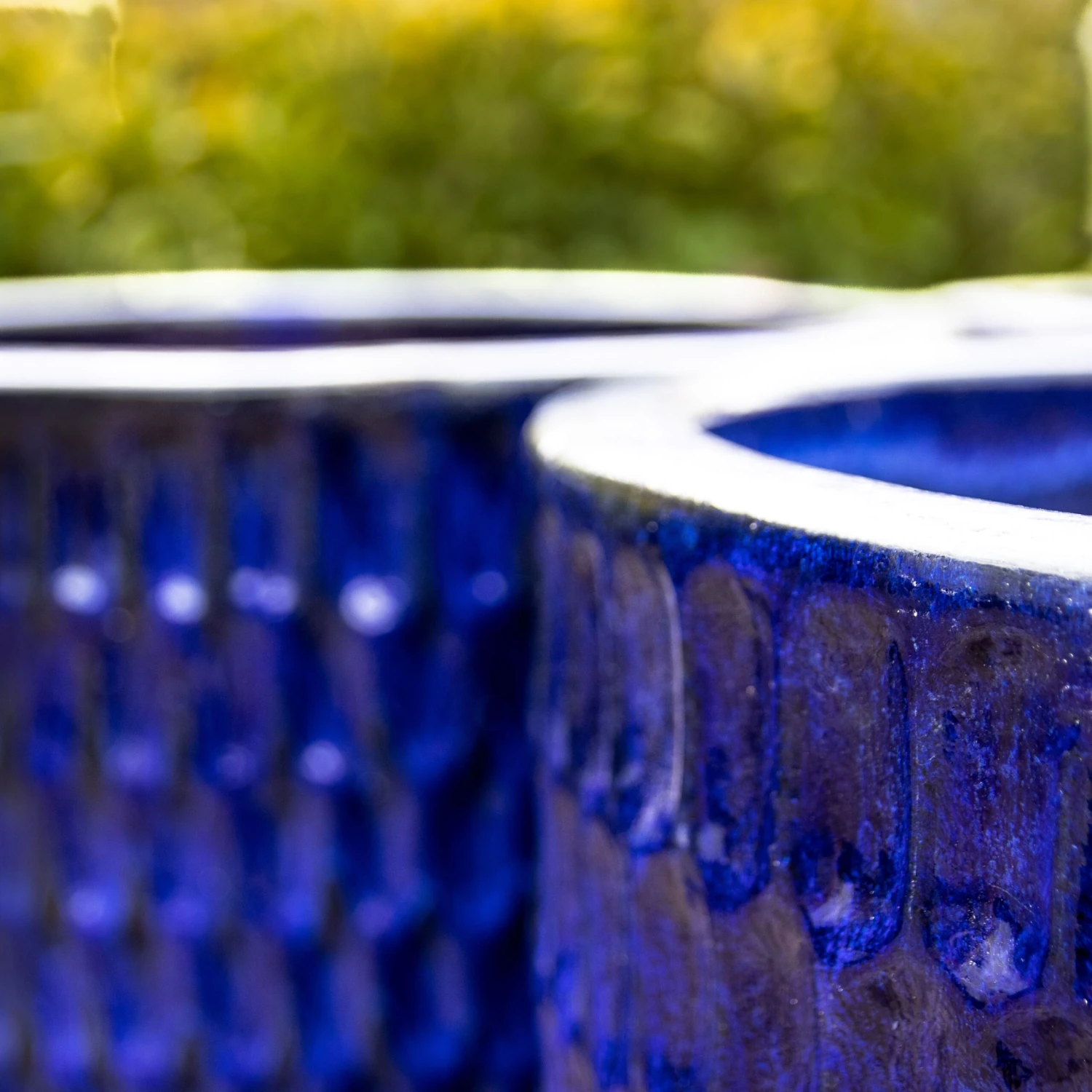 Large Vertical Wave Planter - Blue Glazed Heavy Terracotta 4 Large Vertical Wave Planter - Blue Glazed Heavy Terracotta - Image 4