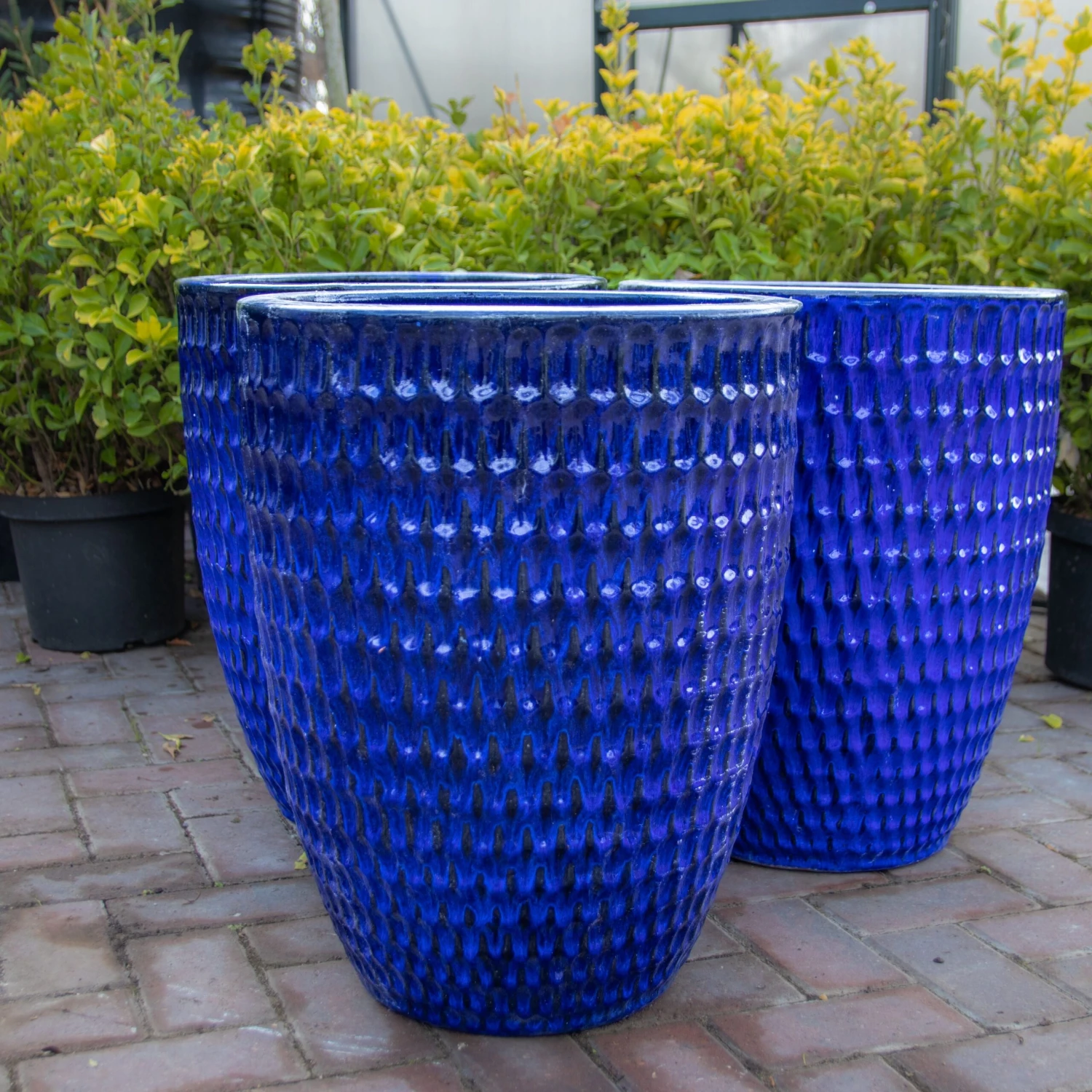 Large Vertical Wave Planter - Blue Glazed Heavy Terracotta 6 Large Vertical Wave Planter - Blue Glazed Heavy Terracotta - Image 6